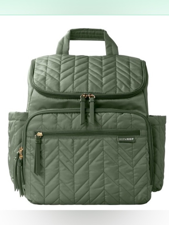 Skip Hop Other - NWT - Skip Hop Quilted Sage Backpack with Gold Hardware